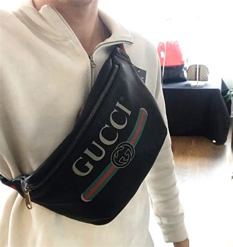 gucci fanny pack leather what are we going|how to wear fanny pack.